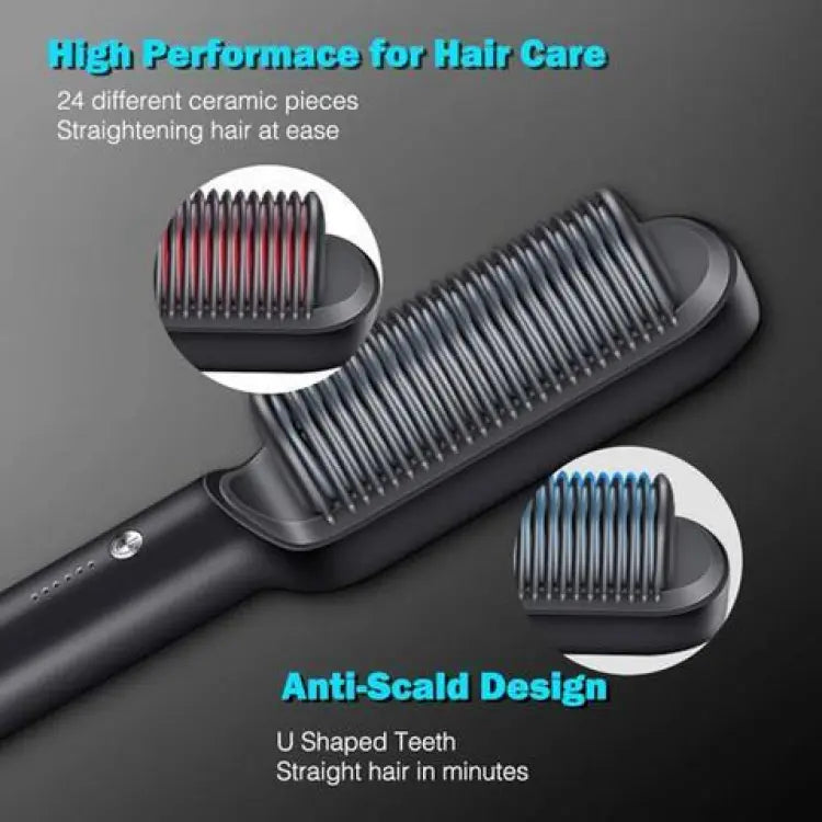 Hair Straightener Ceramic Heated Hair Brush | Brush Straightener | Ceramic Heated Hair | Hair Styling | Hair Beauty Tool | Straight , Curl Different Styling Hair Ceramic Brush